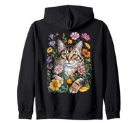 Cute Kitten Cat Flower Floral Garden Sudadera con Capucha