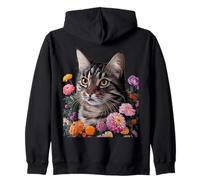 Cute Kitten Cat Flower Floral Garden Sudadera con Capucha