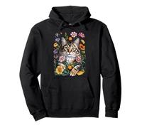 Cute Kitten Cat Flower Floral Garden Sudadera con Capucha