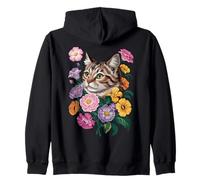 Cute Kitten Cat Flower Floral Garden Sudadera con Capucha