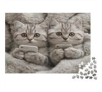 Cute Kitten Duo Rompecabezas 1000 Piezas Papel - Soft Fluffy Companions -Decoración Familiar Acertijos Adultos Familia Regalo Hombre Mujer DIY 52x38cm/1000pcs