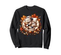 Cute Kitten For Fall Autumn Vibes Sleepy Cat For Cat Lady Sudadera