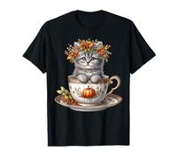 Cute Kitten In A Autumn Tea Cup For Fall and Coffee Lover Camiseta