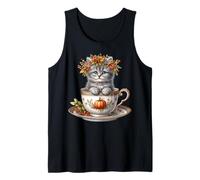 Cute Kitten In A Autumn Tea Cup For Fall and Coffee Lover Camiseta sin Mangas