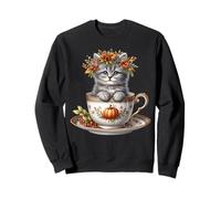 Cute Kitten In A Autumn Tea Cup For Fall and Coffee Lover Sudadera