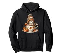 Cute Kitten In Fall Hot Tea Cup Autumn Vibes For Cat Mom Sudadera con Capucha