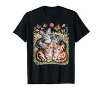 Cute Kittens Butterfly Garden Animal Lover Apparel Camiseta