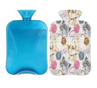 Cute Kitty Cat - Botella de agua caliente con funda, 2 L, gran capacidad, bolsa de agua para noches acogedoras, alivio del dolor, espalda, cuello y hombros