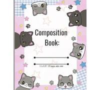 Cute Kitty Cat Composition Book for girls, school, home, gifts. Perfect for notetaking, doodling, journaling etc. 7.5 x 9.25", Paperback, Wide Ruled, Matte Cover.
