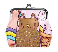 Cute Kitty Cats and Ice Cream Monedero Vintage Bolsa Hebilla Clutch Bag Kiss-Lock Change Monedero Cierre de Broche Carteras para Mujer Chica
