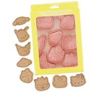 Cute Kitty - Juego de cortadores de galletas de gato, 8 piezas de cortador de galletas de dibujos animados con patrón en relieve, divertido juego de cortadores de galletas de dibujos animados 3D,