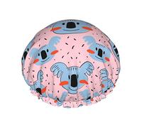 Cute koalas face Gorros de ducha para mujer Gorro de baño de ducha impermeable reutilizable Gorro de baño de ducha doble elástico con forro de Peva suave y cómodo Gorro de pelo para ducha