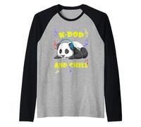 Cute KPOP Music Panda K Pop and Chill Vibes Camiseta Manga Raglan