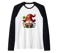 Cute Ladybug GNOME For Lucky Moms with Cloverleaf Shamrock Camiseta Manga Raglan