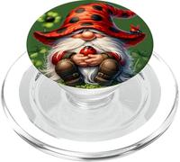 Cute Ladybug GNOME For Lucky Moms with Cloverleaf Shamrock PopSockets PopGrip para MagSafe