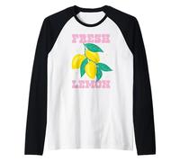 Cute Lemon Fresh Fruits Summer Lemons Lemonade Camiseta Manga Raglan