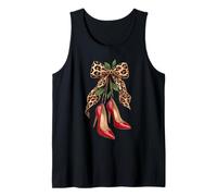Cute Leopard Bow Red Heels Coquette Aesthetic Fashion Camiseta sin Mangas