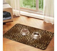 Cute Leopard Print,Waterproof Pet Feeding Mat,PU Leather Placemats for Cat Dog Water Bowl,Food Mats,30x45cm