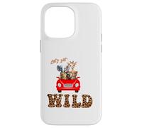 Cute Lets Get Wild Safari Zoo Animals Party Red Car Carcasa para iPhone 14 Pro MAX