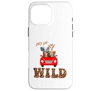 Cute Lets Get Wild Safari Zoo Animals Party Red Car Carcasa para iPhone 16 Pro MAX