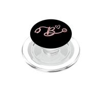 Cute Letter B Initial Monogram Nurse Rose Pink Stethoscope PopSockets PopGrip para MagSafe