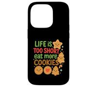 Cute Life is Short Come Más Galletas Hornear Fiesta de Vacaciones Carcasa para iPhone 14 Pro