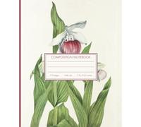 Cute Lined Notebook - Vintage Botanical of Pink Lady Slipper Flowers - 7.5 x 9.25 inches - 110-page journal - state flower: wide ruled blank composition book