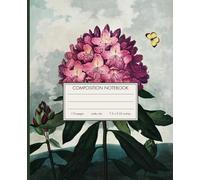 Cute Lined Notebook - Vintage Botanical of Rhodedendron Flowers - 7.5 x 9.25 inches - 110-page journal - state flower: wide ruled composition book