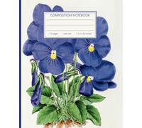 Cute Lined Notebook - Vintage Botanical of Violets Flowers - 7.5 x 9.25 inches - 110-page journal - state flower: wide ruled composition book