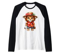 Cute Lion Cub Tropical Vacaciones Viajes Camiseta Manga Raglan