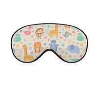 Cute Lion Elephant Flamingo Sleep Mask Blindfold Cute Jungle Animals Ajustable Super-Smooth Soft Eye Mask Cover para Hombres Mujeres Viajes y siesta