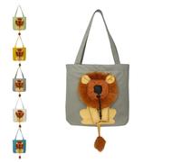 Cute Lion-Shaped Pet Canvas Shoulder Bag, Cute Lion Shaped Dog Carrying Bag, Large Capacity Breathable Canvas Tote Bags (Dark Gray Large)