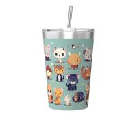 Cute Little Animals - Vaso de paja multifuncional de 355 ml, pequeño, práctico y fácil de limpiar, adecuado para oficina, escuela y uso doméstico