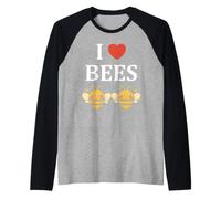 Cute Little Bee Funny Simple i Love Bees Camiseta Manga Raglan