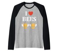 Cute Little Bee Funny Simple i Love Bees Camiseta Manga Raglan
