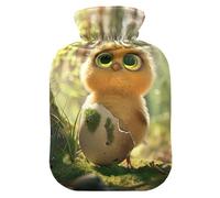 Cute Little Chick - Botella de agua caliente con pies de cubierta suave y calentador de cama, bolsa de agua caliente para compresas frías y calientes, 2 litros