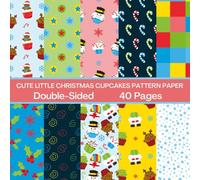 Cute Little Christmas Cupcakes Scrapbook Paper 40 Pages 20 Sheets: Double Sided Pattern Paper for Scrapbooking, Card Making, Origami, DIY and More