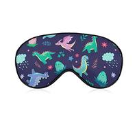 Cute Little Dinosaurs Sleep Mask Animal de dibujos animados con los ojos vendados para dormir Elástico Blackout Eye Mask Cover para toda la noche de sueño, viaje y siesta