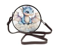 Cute Little Dragon - Bolso cruzado redondo de piel para mujer
