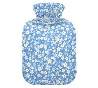 Cute Little Flowers - Bolsa de agua para botella caliente azul con cubierta suave, compresa cálida de 2 L para calambres menstruales