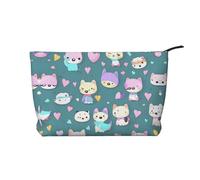 Cute Little Fox - Bolsa de maquillaje de pana versátil con cremallera para uso diario y organizador de capacidad de viaje, Black, Talla única