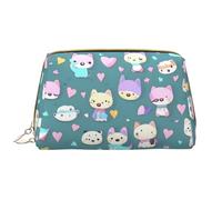 Cute Little Fox - Bolsa de maquillaje portátil grande de piel de PVC, cierre de cremallera, bolsa de aseo de viaje, bolsa de almacenamiento de viaje, color blanco, talla única, White, Talla única