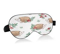 Cute Little Hedgehog and Mushrooms Sleep Mask Lightweight Soft Breathable Eye Mask with Adjustable Strap Blackout Eye Mask for Women Men for Travel Night Sleeping