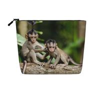 Cute Little Monkeys - Bolsa de maquillaje para mujer, bolsa de cosméticos portátil, organizador de maquillaje de viaje, Black, Talla única
