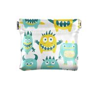 Cute Little Monsters - Monedero de cuero para mujer, color verde y amarillo
