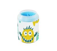 Cute Little Monsters - Taza limpiadora de pies de perro portátil verde y amarillo con cepillo de silicona suave para mascotas, kit de limpieza para gatos y perros