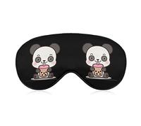 Cute Little Panda Enjoying Boba Tea Sleep Masks Eye Cover Blackout con correa elástica ajustable Night Blindfold para mujeres, hombres, yoga, viajes, siesta