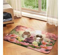 Cute Little Pig - Tapete de comida para mascotas de 23.6 x 15.7 pulgadas, absorbente, antideslizante, de piel sintética, tapete de alimentación para perros, gatos, parte inferior de goma, de secado