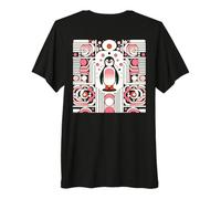 Cute Little Pink Salmon Penguin Retro 60s Geometry Pattern Camiseta Premium