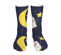 Cute Little Sheep on the Night Sky Novedad Calcetines divertidos Keep Warm Cute Athletic Crew Tube Calcetines para hombres Mujeres Regalo